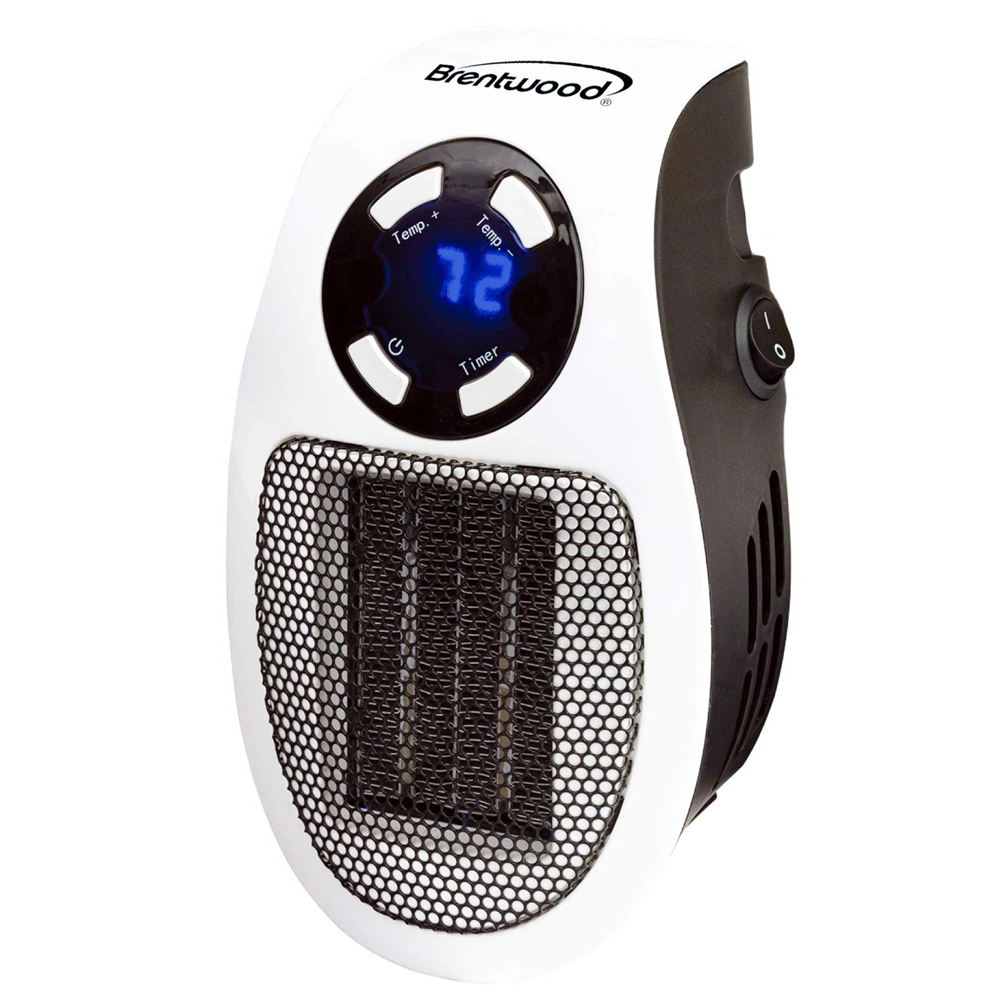 Brentwood Kool Zone Plug-In Wall-Outlet Personal Space Heater — 350W, Ceramic Element, Digital LED Display, White, Model# H-C350W